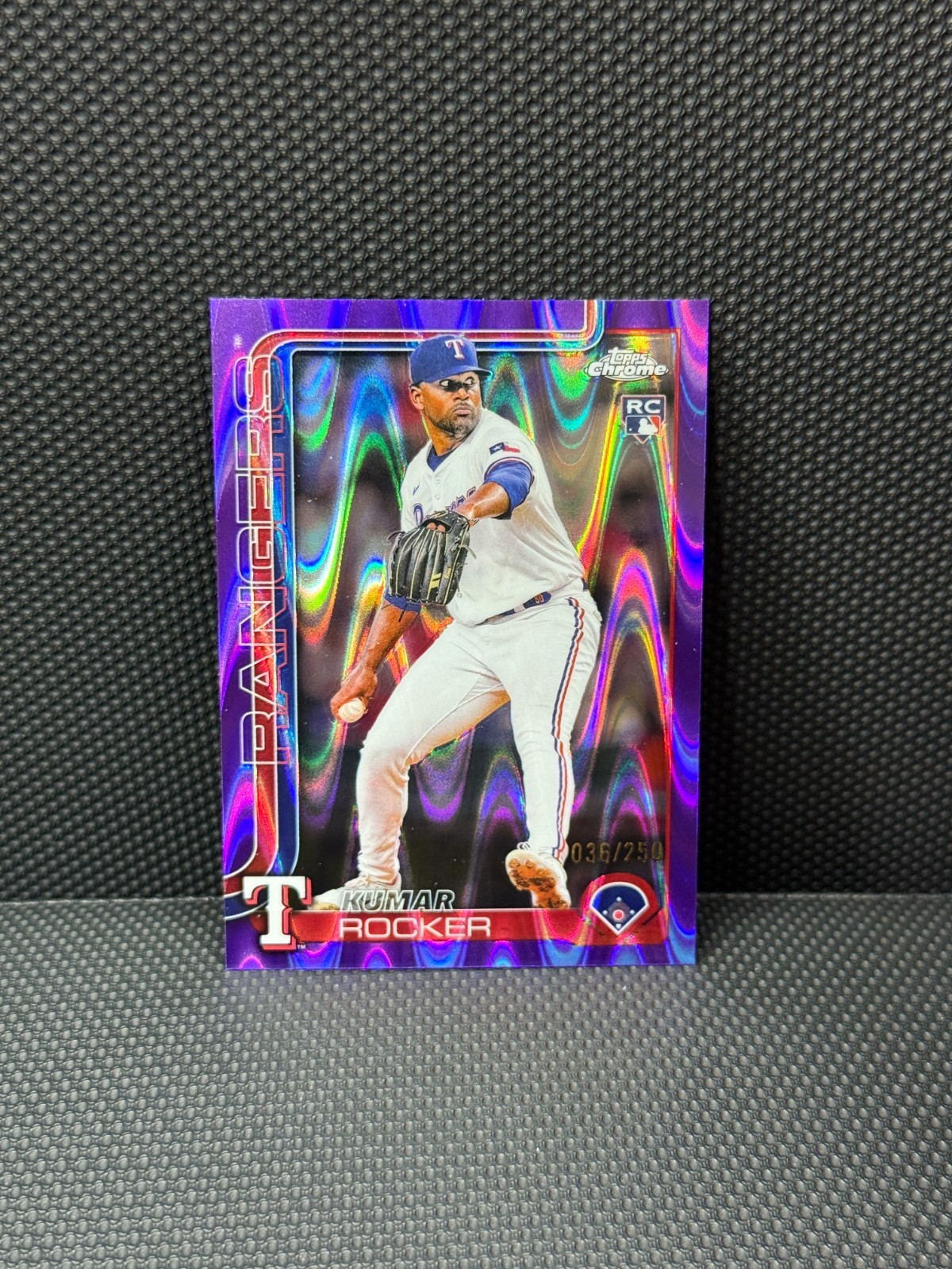 2025 Topps Chrome Kumar Rocker /250 Purple RayWave Refractor RC #73 Rangers