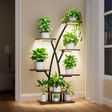 7-Tier Plant Stand with Grow Lights Corner Shelf Indoor Flower Display Rack