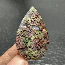 Scenic Moss Agate Cabochon 37x23x5.5mm High Quality 33.5 ct