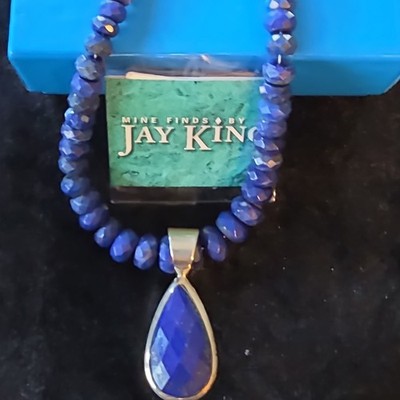 Mine Finds by Jay King Lapis Lazuli Blue Beaded Ball Chain Teardrop Pendant
