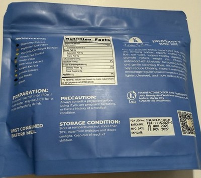 Luxe Slim Blueberry Detox Herbal Drink Mix 8 Sachets 168g Halal Stevia