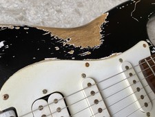 Stratocaster Black Nitro Heavy Relic Guitar-Squier By Fender