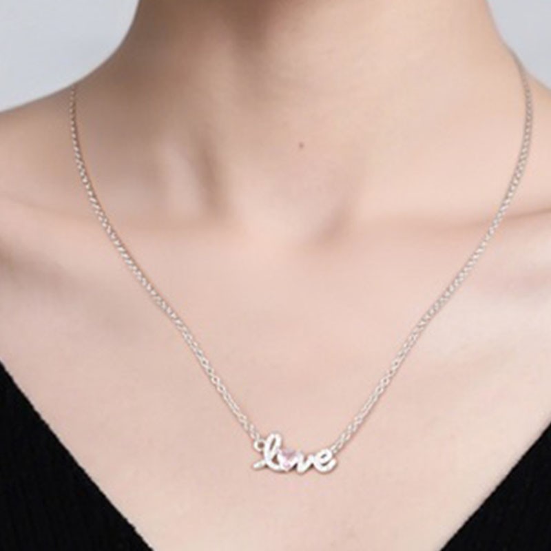 KUNSIR 925 Sterling Silver LOVE Letter Necklace For Women Valentine's Day Gifts