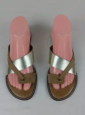 Coach And Four Sandals Womens Size 8 Brown Silver Leather Slide Made In Italy 