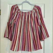 Chaps Top Women’s L Boho Peasant br Stripe Tunic Festival Artsy Cottagecore