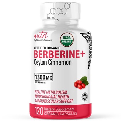 Nature's Fusions Nutri USDA Berberine with Ceylon 120 Count (Pack of 1)