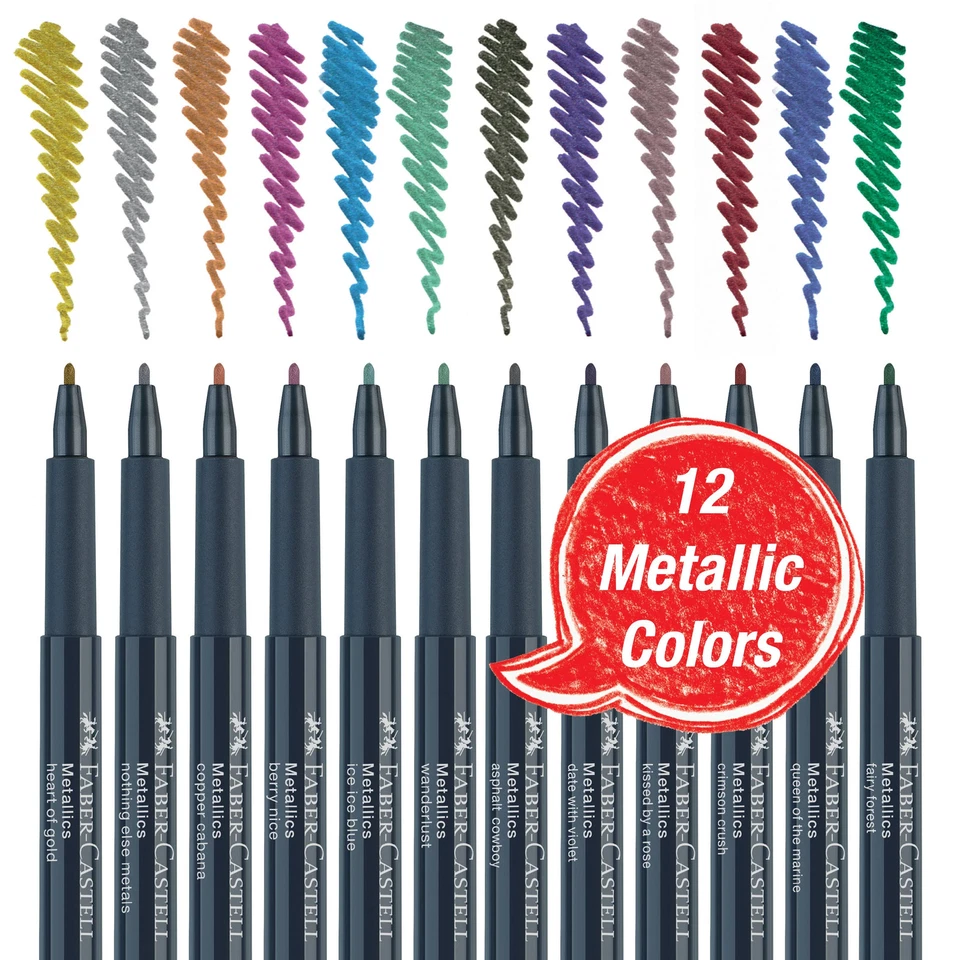 Faber-Castell Metallic Multi-Surface Creative Markers, Set of 12 - Image 3 of 4