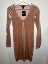 NWT Forever 21 Crushed Velvet Dress Pink Size S F21 Long Sleeves