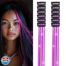 Hair Tinsel Clip in Tinsel Hair Extensions Purple Fairy Glitter H