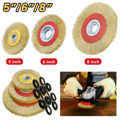 5"-6"-8" Wire Wheel Grinder Bench Grinding Grinder Wire Brush Fine With Reducers - Image 1 of 4