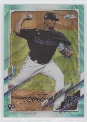 2021 Topps Chrome Aqua Wave Refractor 185/199 Sixto Sanchez #193 Rookie RC 0xf1