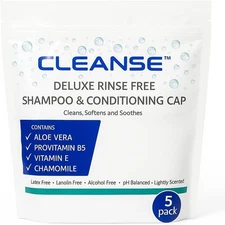 Cleanse Rinse Free Shampoo & Conditioning Cap 5 Pack Waterless No Rinse Hair Was