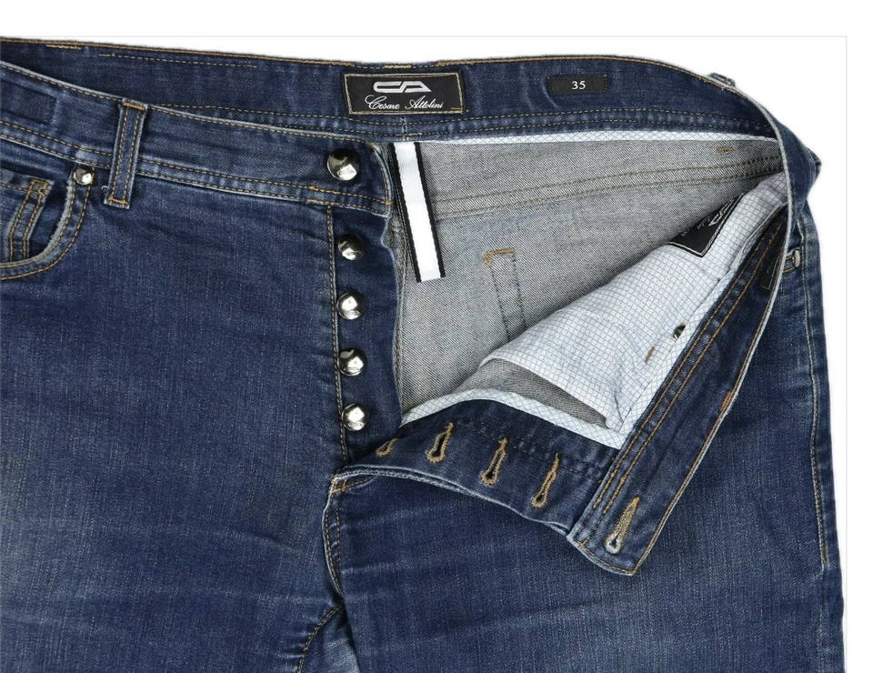 Cesare Attolini Men's Button Fly 101 Denim Jeans Size 35 - Image 4 of 4