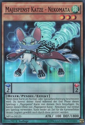 YuGiOh Majespenst Katze - Nekomata MP16-DE125 Super Rare GD 1st