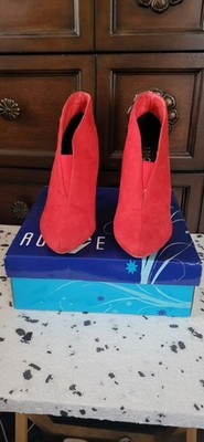 Rouge Red Faux Suede Pointed Toe Stiletto Bootie Solid Women's Heel