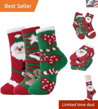 Womens Fuzzy Fluffy Cozy Warm Super Soft Slipper Socks Microfiber 3-8 Pairs H...