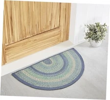  Jolie Farmhouse 19.5"x36" Accent Rug Blue Textured Jute Striped Pad Half 