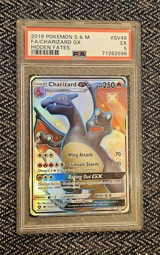 2019 POKEMON SUN & MOON HIDDEN FATES #SV49 FULL ART/CHARIZARD GX PSA 5