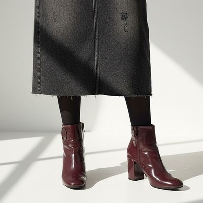 Pollini Stiefeletten 39 US 9 Damen Weinrot Lackleder Mittelhoch Stiefel