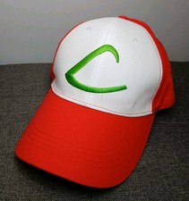 Pok mon Ash Ketchum Kanto Red White Green Baseball Hat Adjustable Snapback OSFM