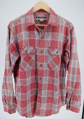 SUGAR CANE Union Made red square plaid wooden buttons down work shirt medium