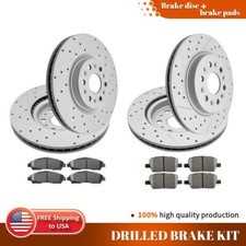 For Enclave Cadillac XT5 2017-2020 Front Rear Drilled Rotors Ceramic Brake Pads