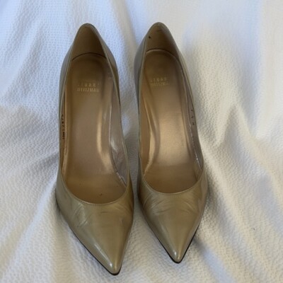 Ultra High Pumps Patent leather Drag Queen Stiletto Gold point toe size 9.5
