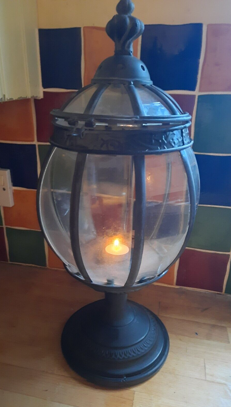 Vintage Large Metal Lantern Candle Holder Indoor Outdoor 53cm x 27cm eBay