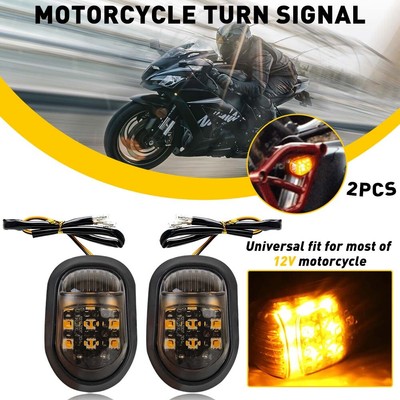 2X Flush Chear Motorcycle Mount LED Turn Light Signals Amber Indicator