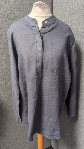 James Lakeland Linen Shirt Navy UK 14 RRP £139 Ln049 CC 01