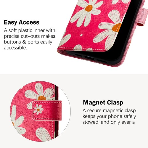 Small Chrysanthemum Flower Painting Card Pocket Cover Phones Case With Strap - Photo 18 sur 22
