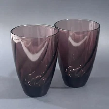 VTG Set of 2 Hazel Atlas MOROCCAN AMETHYST Purple Swirl 12 OZ Tumblers 4.5"