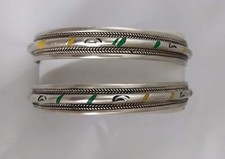 MOROCCAN 2 BANGLES ETHNIC ARTWORK ENGRAVED BERBER STYLE OLD METAL BANGLES