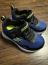 Sketcher MicroSpec Max Torvix Shoes Toddler 6 Blue/Lime Green 