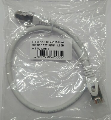 0,5m Patchkabel TC 75511-0.5W CAT 7 S/FTP PIMF LSZH white - Netzwerkkabel Lan