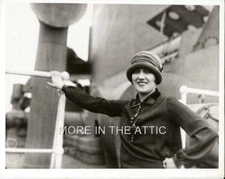 SILENT SCREEN CINEMA STAR GLORIA SWANSON SAILS ABOARD THE S.S. BERENGURIA CANDID
