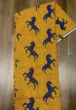Attractive Yellow And BlueAfrican Wax Print Fabric For Sewing, 6 yards per piece
