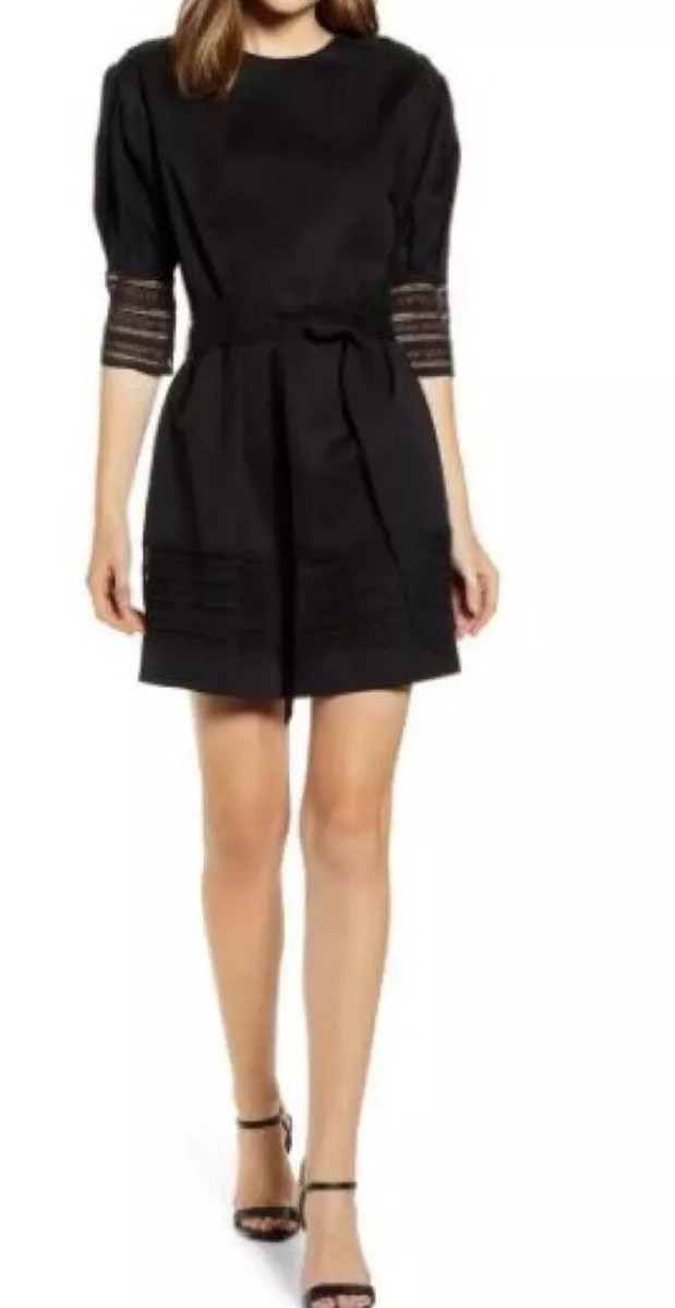 Rebecca Minkoff Linen Cotton Blend Dress Black Size M