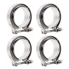 LokoCar 3 Inch V Band Clamp With Flange Male Female Stainless Steel Silver 4Pcs