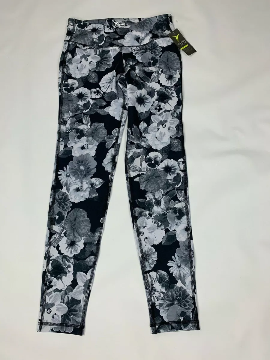NEW Old Navy Black Gray White Floral Athletic Go-Dry Active
