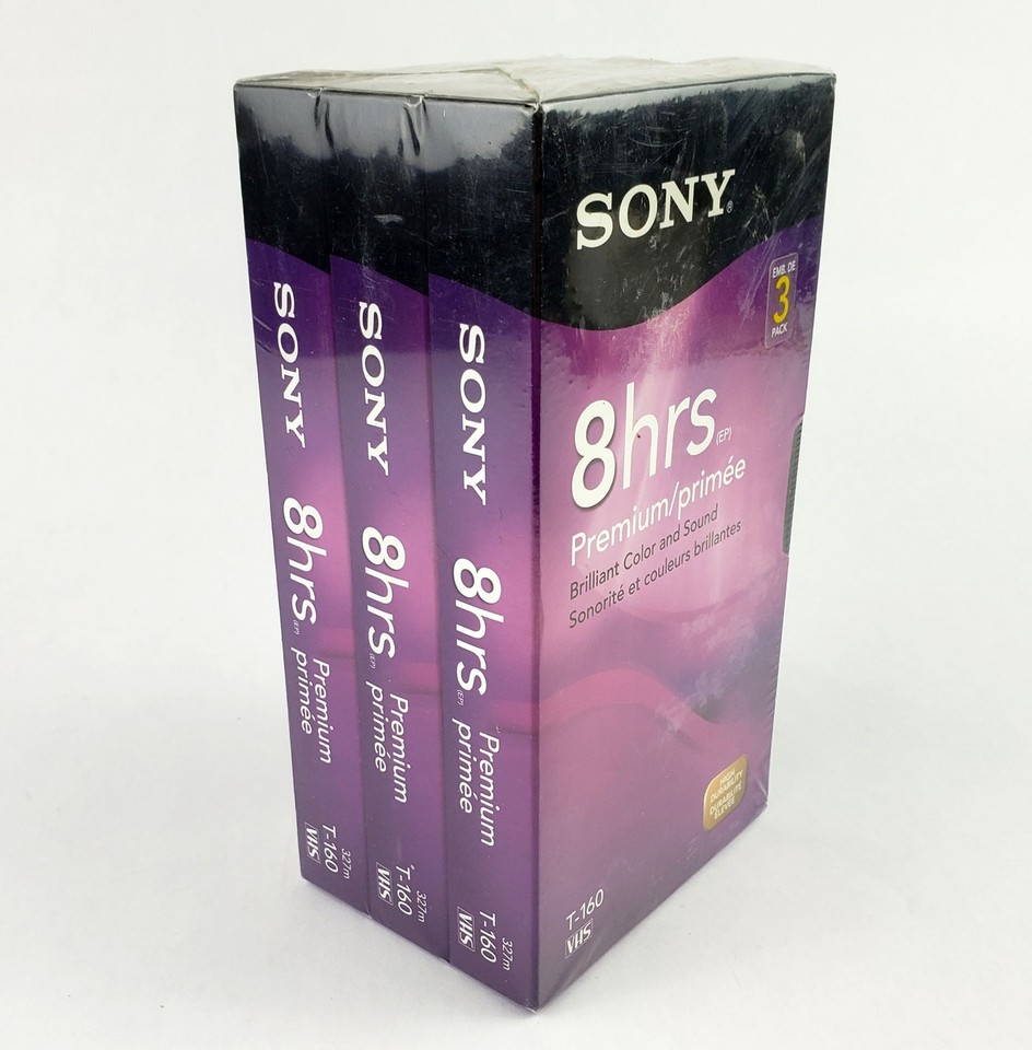 3 Sony 8T160VR 160Minute Premium Grade Blank VHS Tapes 8 Hour NEW