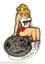 HOOTERS RESTAURANT 20th ANNIVERSARY GIRL SPRING HILL  LAPEL BADGE PIN