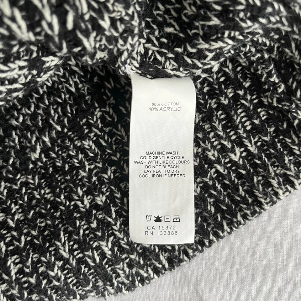 Suéter Joe Fresh para Mujer Talla M Negro Blanco Cuello Redondo Tejido Apretado Pullover Foto 4 de 4