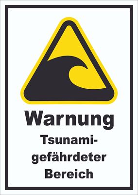 Schild Warnung Tsunami-gefährdeter Bereich