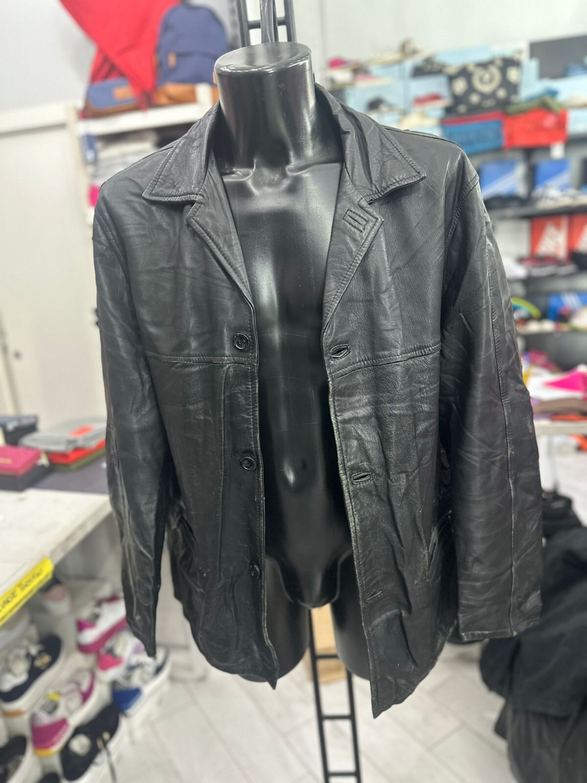 Men's Black Genuine Leather Jacket Size 54 LLV741