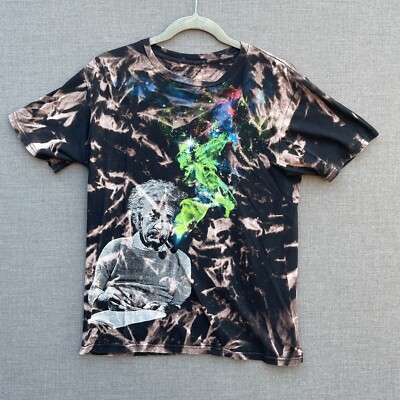 Albert Einstein Men's Shirt Small Black Smoking Universe Genius Tie Dye