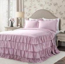 Lush Decor Allison Ruffle Skirt Bedspread Purple King