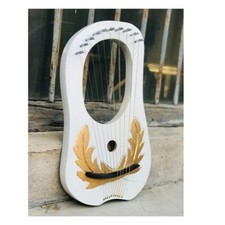 White And Gold Lyre Harp 10 Metal Strings Rosewood Lyre Harp With Fre Case  Key