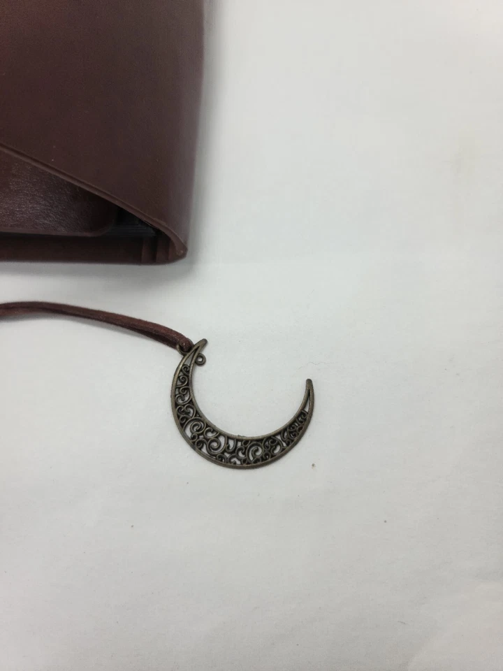 Large Grimoire Leather Journal Binder Moon Journal Blank spell Black Page + Pen - Image 3 of 4