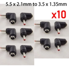 10pcs DC Power Adapter Connector 5.5mm x 2.1mm Female Right To 3.5 x1.35mm Male